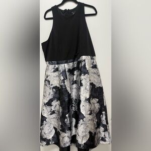 Elegant Black and White Floral High Low Dress